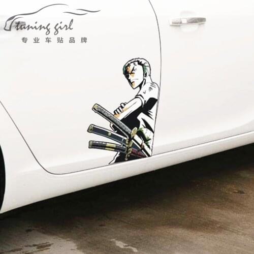 2PCS Car Stickers ONE PIECE Pirates Roronoa Zoro Cartoon Funny Creative Decoration Decals For Doors Auto Tuning Styling D20