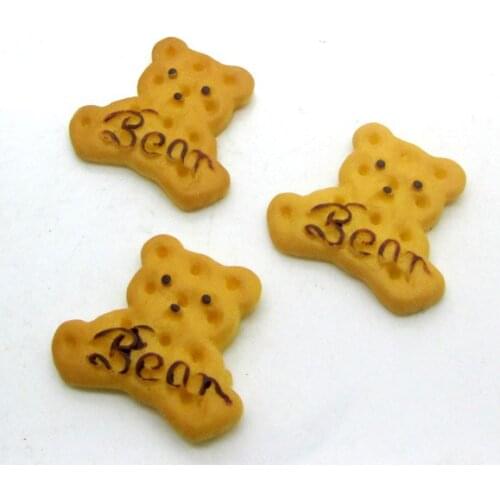 20Pcs Resin Coffee Bear Cookies Decoration Crafts Flatback Cabochon Scrapbooking Fit Hair Clips Embellishments Beads Diy