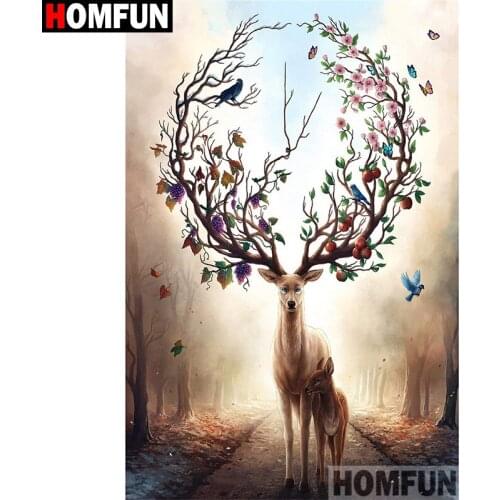 HOMFUN Full Square/Round Drill 5D DIY Diamond Painting "Deer scenery" Embroidery Cross Stitch 5D Home A08200