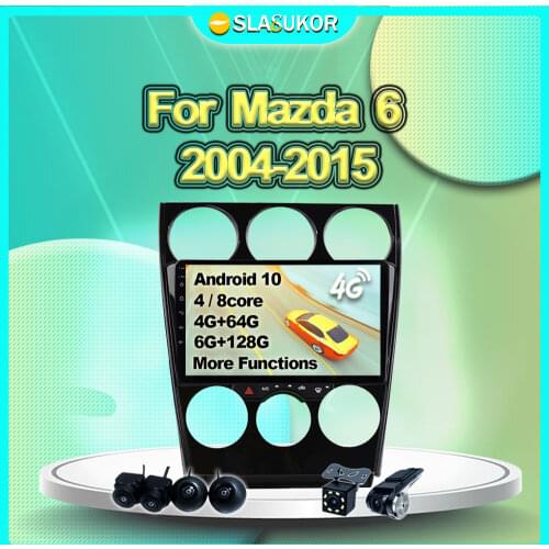 6G+128G For Mazda 6 2004 2005 2006 2007-2015 Android Auto Multimedia Video Car Radio Navigation GPS 4G Carplay DVD No 2din 2 din