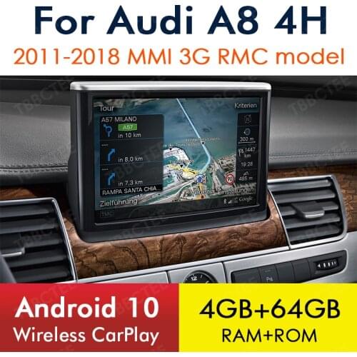 Android 10 Wireless CarPlay 4+64G For Audi A8 4H 2011~2018 MMI 3G RMC Car Multimedia Player Auto Radio GPS Navigation WiFi BT