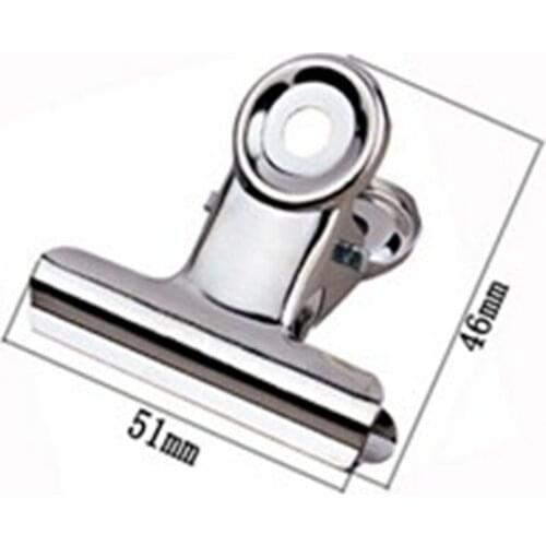 Free Shipping (36pcs/lot) 51mm round top Grip Clips Bulldog clip stainless steel paper clip Office supply metal bill clip