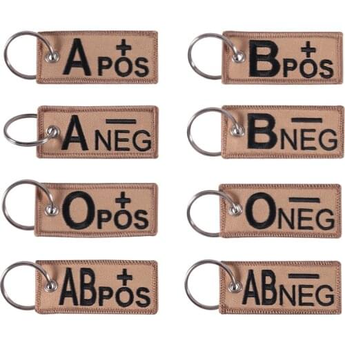 Fashion Blood Type Keychains Chapter A+B+AB+O+ Front POS Negative NEG Blood Type Group Tactical Military Emergency Keychain