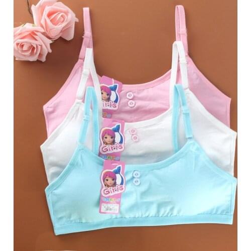 Young Girls Solid Bra Soft Cotton Bra Puberty Teenage Breathable Underwear Kid Cloth Dropshipping