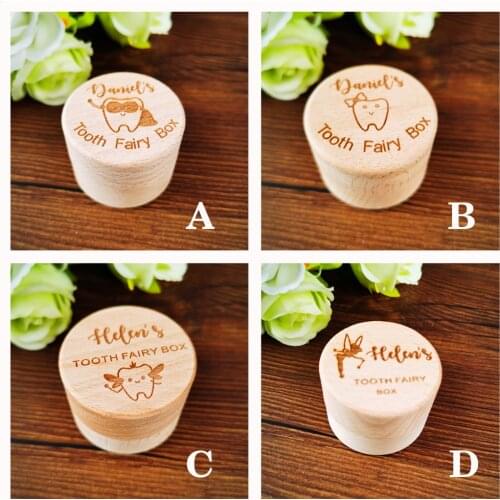 Custom Baby Wood Tooth Fairy Box Organizer Milk Teeth Storage Collect Teeth Umbilica Save Gifts Baby Souvenir Gift Keepsake
