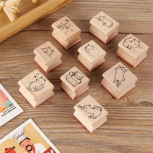 1Pcs Small Rice Ball Wood Stamps DIY Wooden Rubber Stamp Rose Flower Letters Diary Craft Card Stamps Set For Scrapbooking