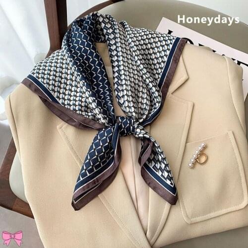 Designer Fashion Houndstooth Print Square Scarf Exquisite Womens Headband Tied Bag Silk Scarfs Spring Decorative Handkerchief