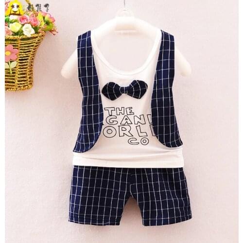 Kids boys Summer tank outfits 1-3 years boys Toddler kids baby boys outfits cotton Tee+Shorts Pants clothes Set cool gentlemen