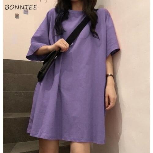 Women 5 Quarter Sleeve T-shirts Summer Female Tees 2XL Loose Solid Plain All-match Candy Colors Ulzzang Korean Trendy Chic Ins