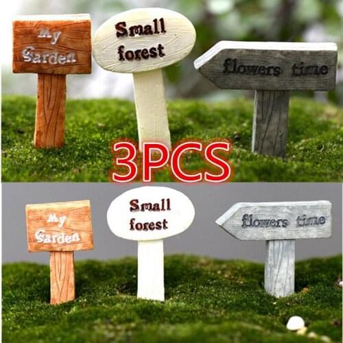 Hot Sale Miniatures Fairy Garden Gnome Moss Terrarium Decor Signboard Bonsai Figurines Micro Landscape Resin Crafts Sign Board