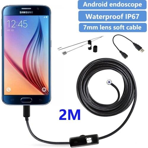 HD endoscope 7mm 1m/2m/5m IP67 waterproof support OTG&UVC smart phone cord Mini USB endoscope suitable for automobile pipeline