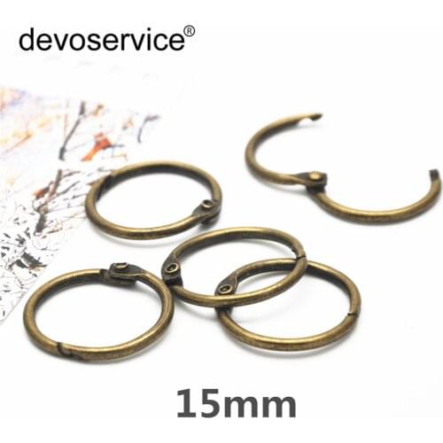 10Pcs 15mm 20mm Metal Binder Ring Bronze Loose Leaf Book Binder Hoop Ring Multifunctional Keychain Circle Book Binder Hoop Offic