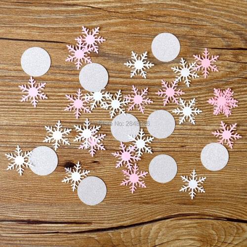 Pink White Silver Snowflake Confetti,Pink Silver Onederland Girl First Birthday Confetti,Party Winter Shower confetti