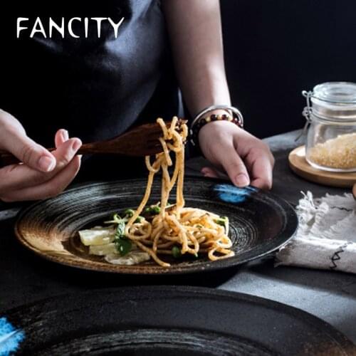 FANCITY Japanese-style creative ceramic household large-sized serving plate western steak plate tableware breakfast plate person