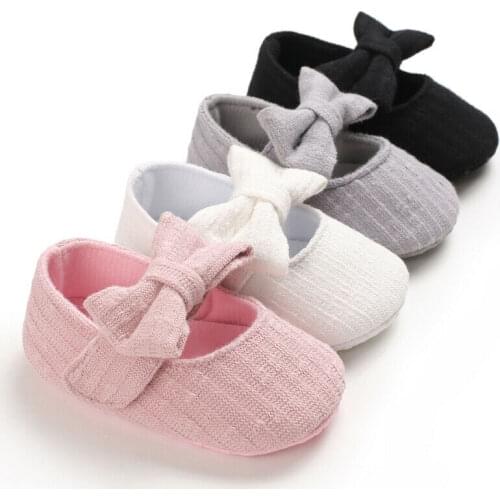 Newborn Baby Girls Crib Pram Shoes Soft Anti Slip Bowknot Hook Walkers Sneaker Casual Breathable Princess Shoes