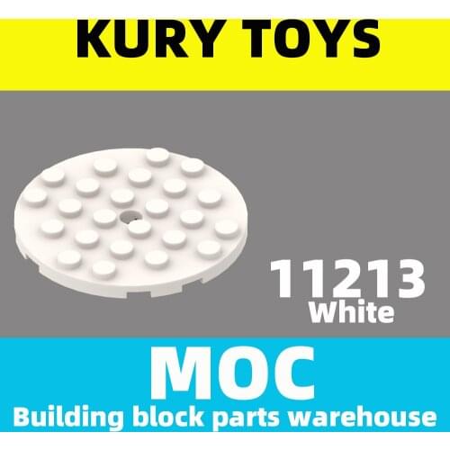 Kury Toys DIY MOC For 11213 Building block parts For Plate, Round 6 x 6 with Hole For Round-Cut Plate