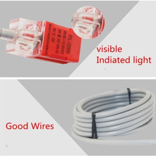 Square proximity switch sensor PL-05 induction metal switch three wire NPN often open DC5V 12V 24V