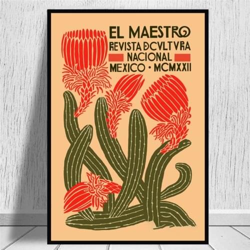 Mexico Cactus Flower Vintage Poster And Prints Canvas Wall Art Painting No Frame Retro Home Decor Picture Cuadro For Living Room