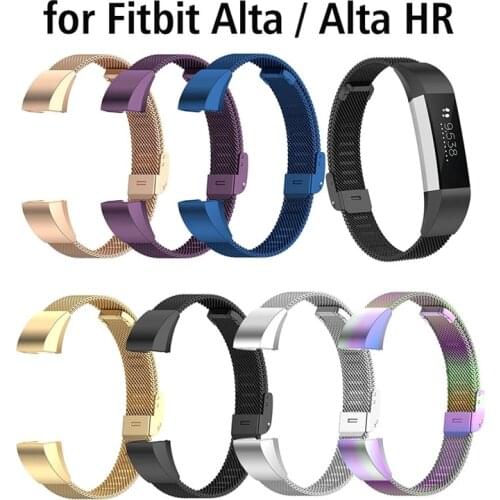 Metal Bands for Fitbit Alta HR Bracelet Watch Strap for Women Men Stainless Steel Alta Wristbands Purple Pink Band Accessories