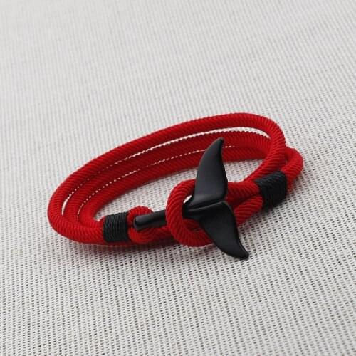 Hand-woven whale tail bracelet amulet hand-made red rope brass mens wrist strap rope adjustment fashion bracelet jewelry for me