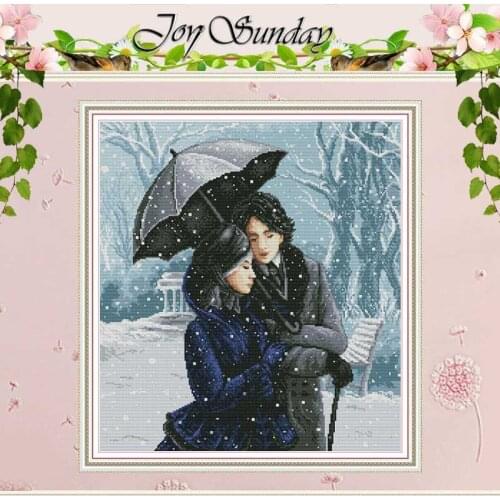 Lover Couple in the snow counted 11CT 14CT Cross Stitch Sets DIY Chinese Cross stitch Kits Embroidery Needlework home decor