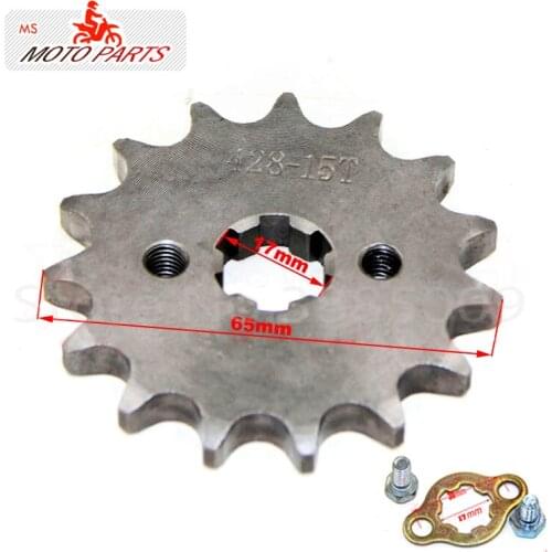 428 15 T Tooth 17mm ID Front Engine Sprocket for 50cc 110cc Sunl Kazuma Dirt Pit Bike ATV Quad Go Kart Buggy Scooter Motorcycle
