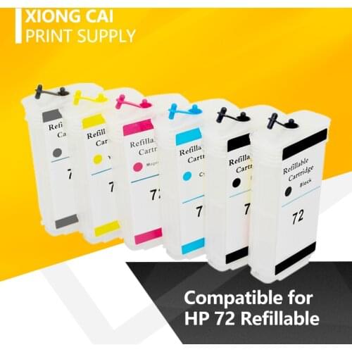 Refillable Ink Cartridge with Chip Compatible 6 color for HP72 for HP 72 DesignJet T610 T770 T790T1100 T1120 T1200 T1300 T2300