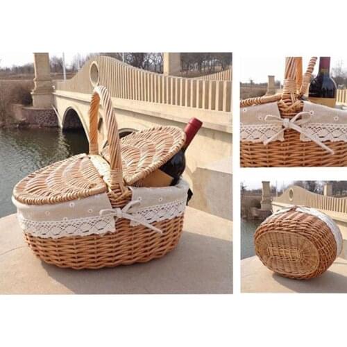 Wicker Basket English Picnic Baskets Shopping Storage Basket Outdoor Camping Picnic Storage Hamper With Lid Fruit Storage Basket