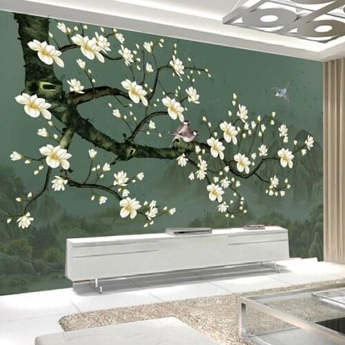 Custom Photo Wall Painting 3D Hand Painted Flowers Birds Mural Chinese Style Living Room Sofa TV Background Home Decor Wallpaper