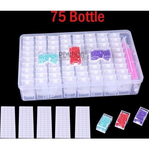 32/60/75 Bottles Box Transparent Container Case Diamond Painting Accessories Diamond Embroidery Beads Storage Box Organizer Tool