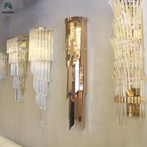 Luxury Hotel Plate Gold Steel Sheet Luminarias Wall Lamp Height 100cm Lustre Wall Scones for Living Room Lamparas Fixtures