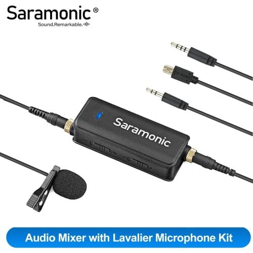 Saramonic LavMic 2-Channel Audio Mixer with Lavalier Microphone Kit for iPhone 8 GoPro Session Canon Nikon DSLR Camera Recorders