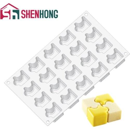 SHENHONG Puzzle Geometric Cake Silicone Mold Jigsaw Chocolate Dessert Mould Muffin Baking Mousse Ice Cream Decorating Tools
