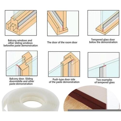 Door Bottom Sealing Silicone Draft Stopper Adhesive strip seal Doors Threshold Seals rubber Stickers T4J2