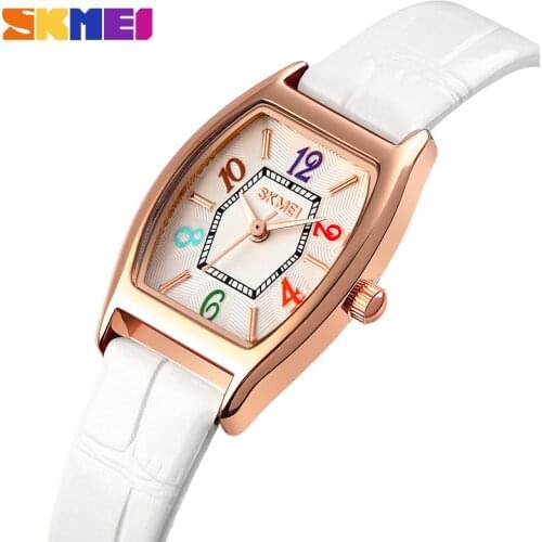 SKMEI Quartz Watch For Women Gift Classic Original Rectangle Ladies Clock Watches Leather Band Female Business Wristwatches 2021