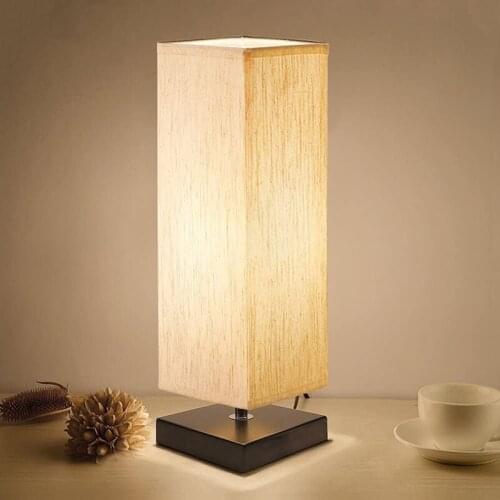 Cross border special table lamp popular modern simple square Linen Table Lamp bedroom bedside led Nightlight
