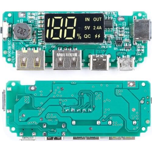 LED Dual USB 5V 2.4A Micro/Type-C USB Mobile Power Bank 18650 Charging Module Lithium Battery Charger Board Circuit Protection