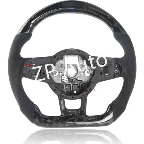 For Volkswagen Golf MK7 GTI R with LED Forged Carbon Fiber & Alcanrata Leather Steering Wheel