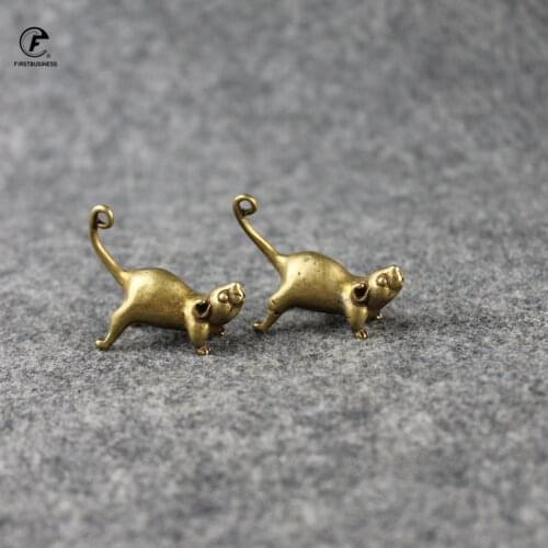 Vintage Brass Rat Snake Tiger Dragon Rabbit Mouse Ornament Copper Animal Miniature Figurine Home Decor Crafts Desktop Decoration