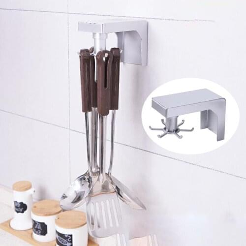 High quality punch-free kitchen spatula Rack Rotating shelf soup spoon rotating rack wall hook storage pendant kitchen utensils