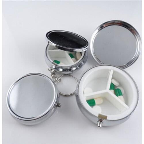 1pcs/lot Silver Metal Round Tablet Pill Boxes Holder Advantageous Container Medicine Case Small Case