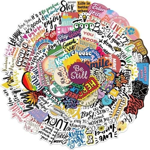 100pcs Inspirational English Phrases Stickers For Notebook Scrapbooking Material Craft Supplies Vintage Motivational Stickers
