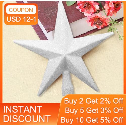 20cm White Star Xmas Tree Toppers New Year Plastic Resin Ornament Home Merry Christmas Festival Decorative Accessories