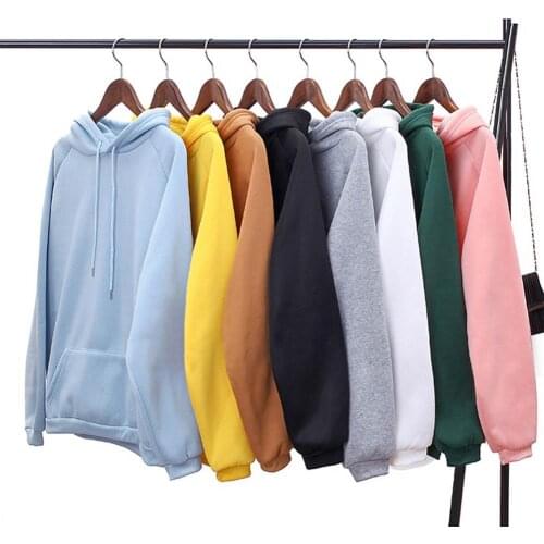 2020 Autumn Female Pullover Casual Women Solid Color Long Sleeve Pocket Loose Drawstring Hoodie Sports Top