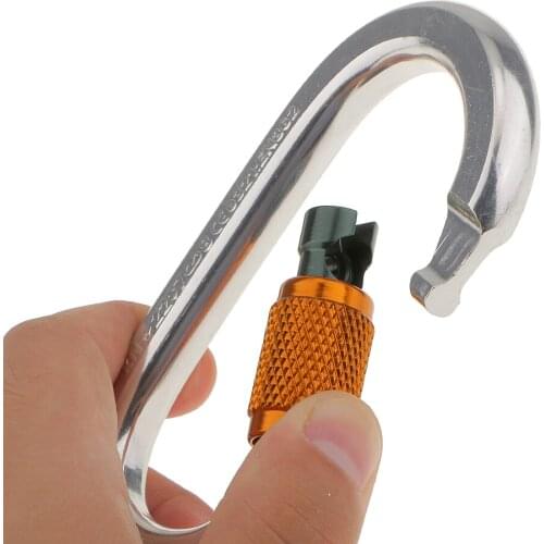 22KN Aluminum Alloy D Carabiner Screw Screw Locking Carabiner Gate for Outdoor Climbing Rigging Rescuing