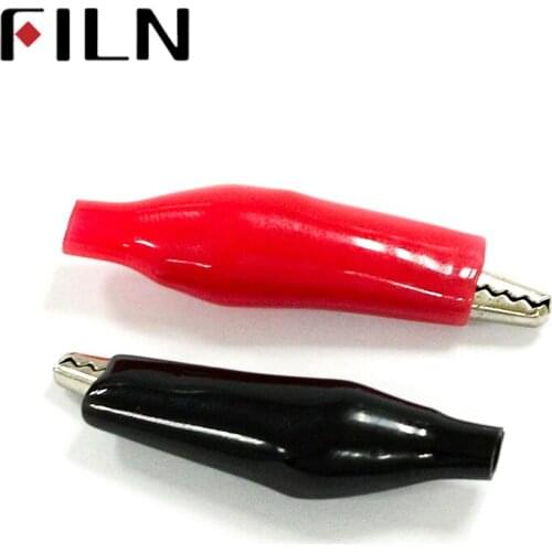 50pcs/bag Car Alligator Clips Battery Clamps 35.3mm length MIddle number Crocodile Clip Red Black cover
