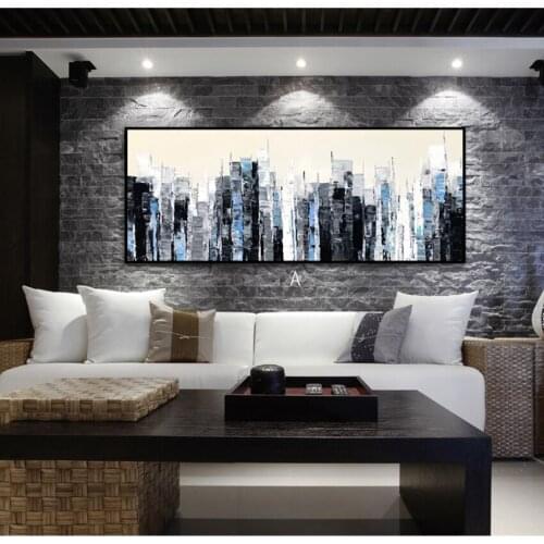 Old City Abstract View Handpainted Knife Atrwork Oil Painting Artwork Pictures Bed Room Wall Living Room Decorations