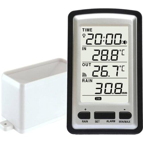Wireless Rain Meter Gauge Weather Station indoor/outdoor temperature Recorder Y5JA