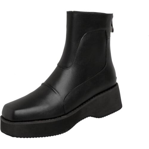 Big Size Simple square toe short boots boots women shoes ankle boots for women ladies boots shoes woman winter