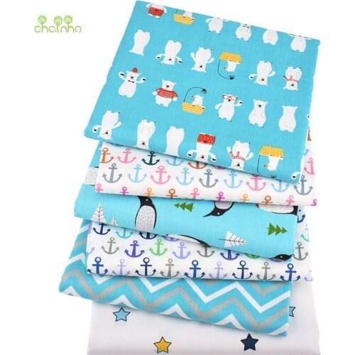 Chainho, 6pcs/Lot New Bear & Penguin Series Twill Cotton Fabric,Patchwork Cloth,DIY Sewing&Quilting For Bay&Childrens Material